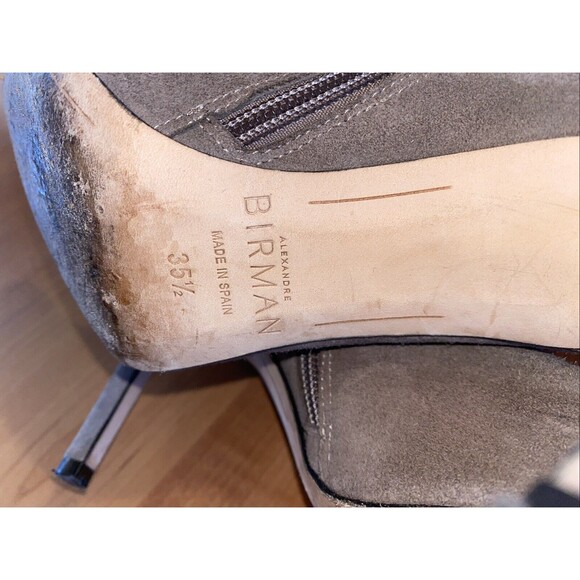 Alexandre Birman Beige Gray Suede Pointed Toe Zip High Heel Mid Calf Boot- 35.5 - Picture 8 of 12